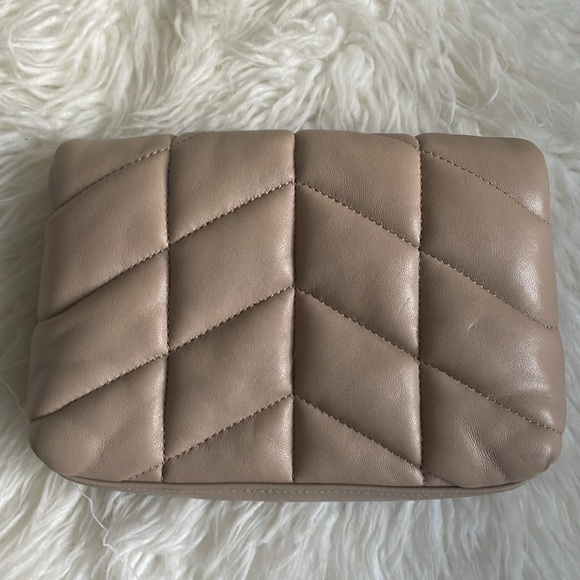 Yves Saint Laurent Lambskin Monogram Loulou Puffer Pouch Clutch Dark Beige - Picture 6 of 16